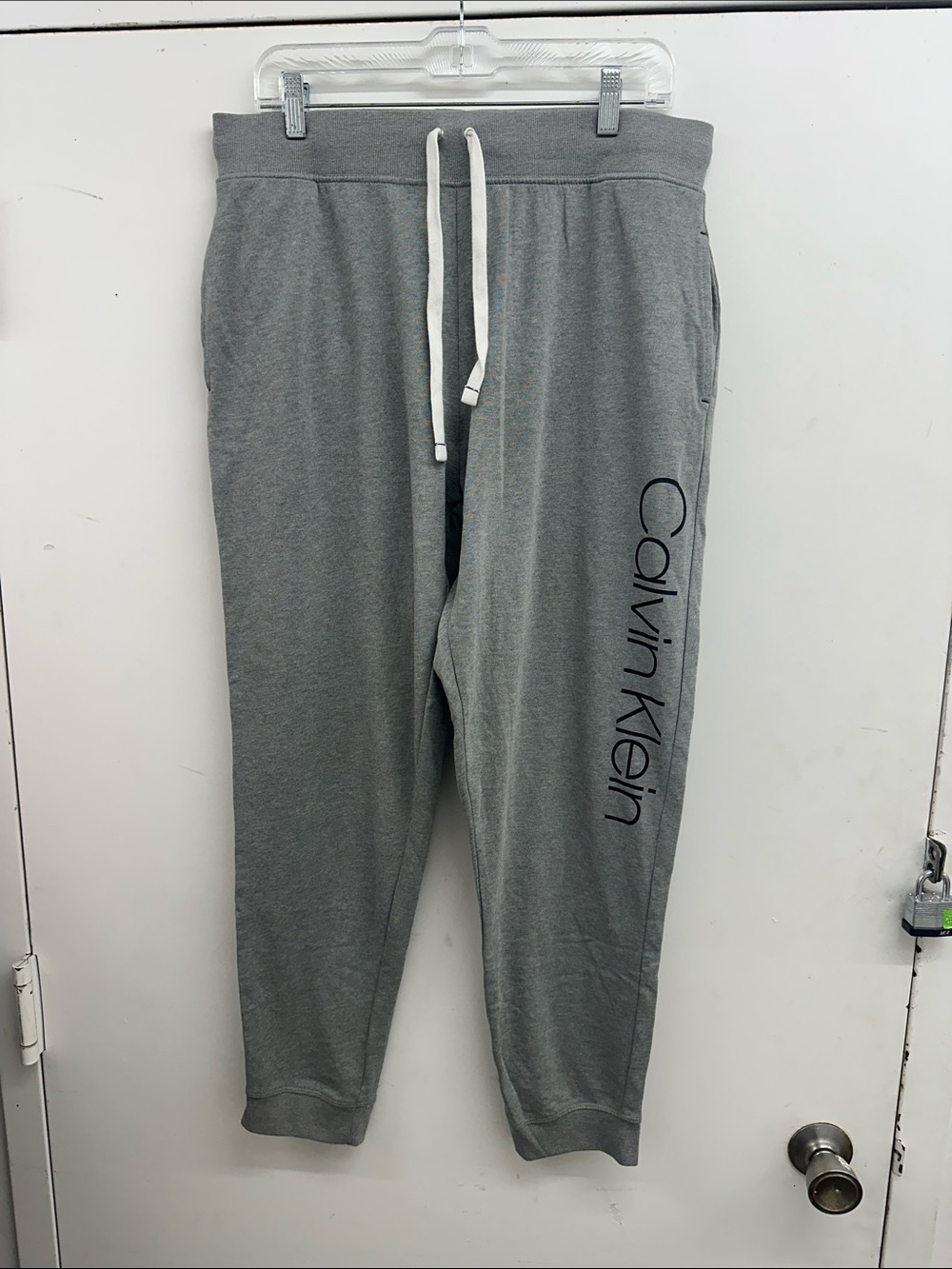 Calvin Klein Light Gray Sleepwear Sweat Joggers with Side Logo and pockets SZ LG